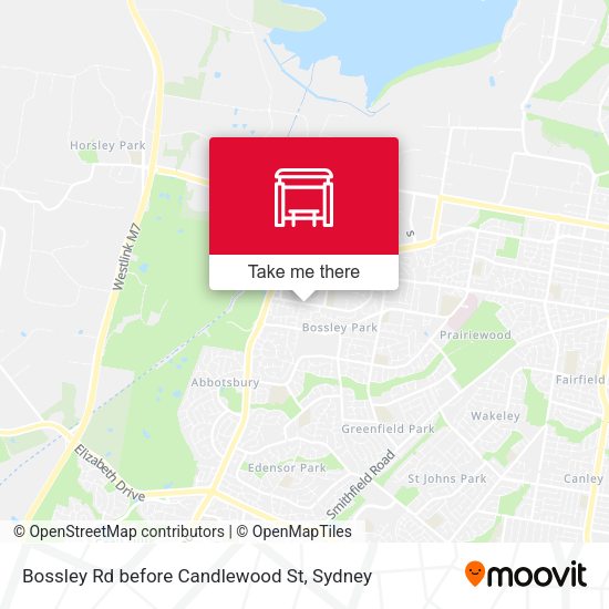 Bossley Rd before Candlewood St map