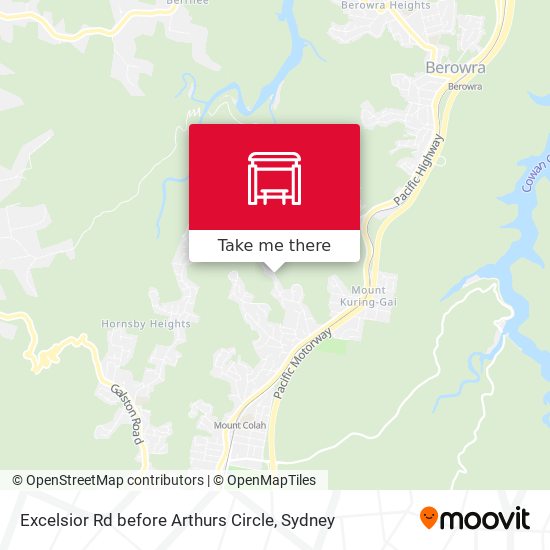 Excelsior Rd before Arthurs Circle map