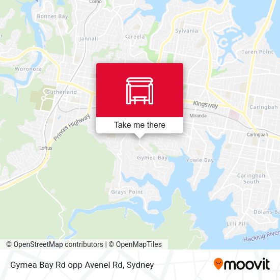 Gymea Bay Rd opp Avenel Rd map