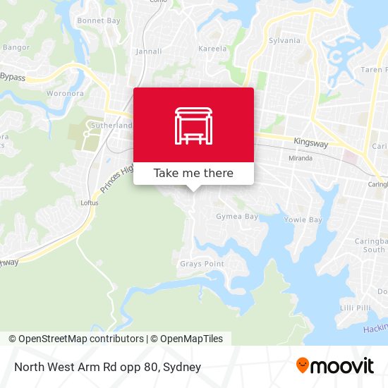 North West Arm Rd opp 80 map
