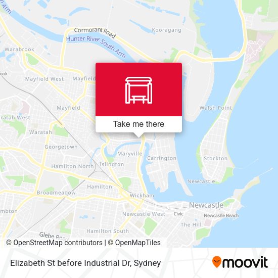 Elizabeth St before Industrial Dr map