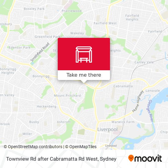 Townview Rd after Cabramatta Rd West map