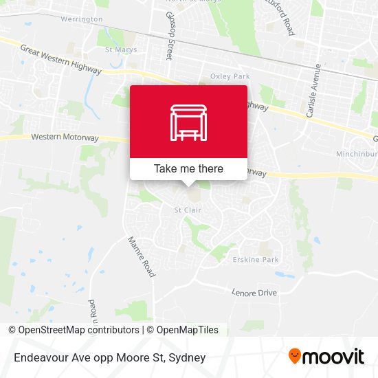 Endeavour Ave opp Moore St map