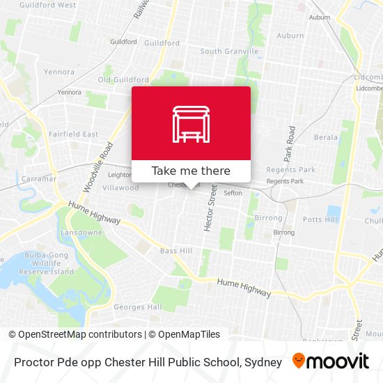 Proctor Pde opp Chester Hill Public School map