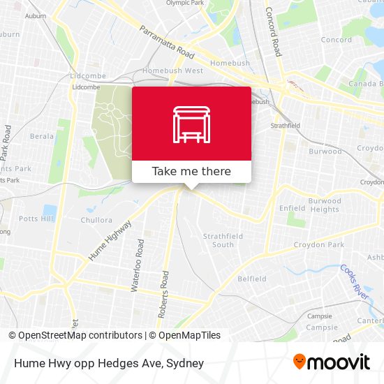Hume Hwy opp Hedges Ave map