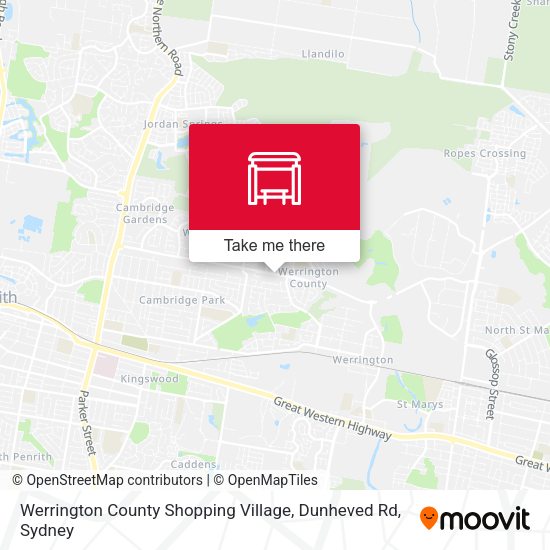 Werrington County Shopping Village, Dunheved Rd map