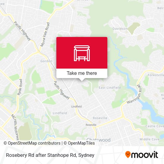 Rosebery Rd after Stanhope Rd map