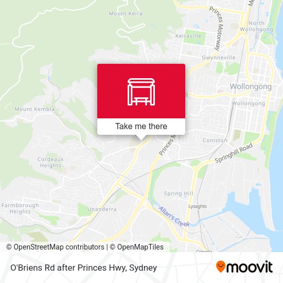 O'Briens Rd after Princes Hwy map