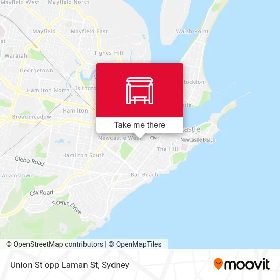 Mapa Union St opp Laman St