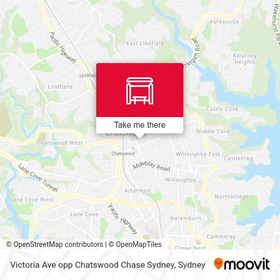 Victoria Ave opp Chatswood Chase Sydney map