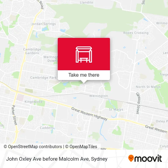 John Oxley Ave before Malcolm Ave map