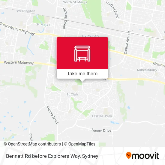 Bennett Rd before Explorers Way map