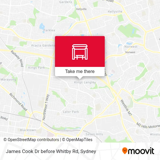 Mapa James Cook Dr before Whitby Rd