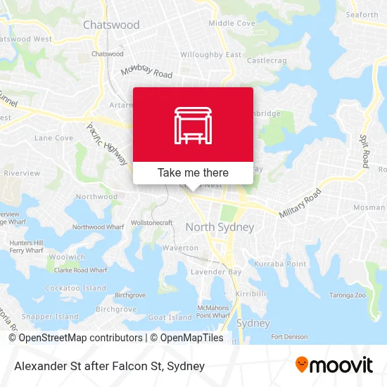 Mapa Alexander St after Falcon St