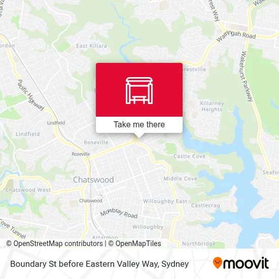 Mapa Boundary St before Eastern Valley Way