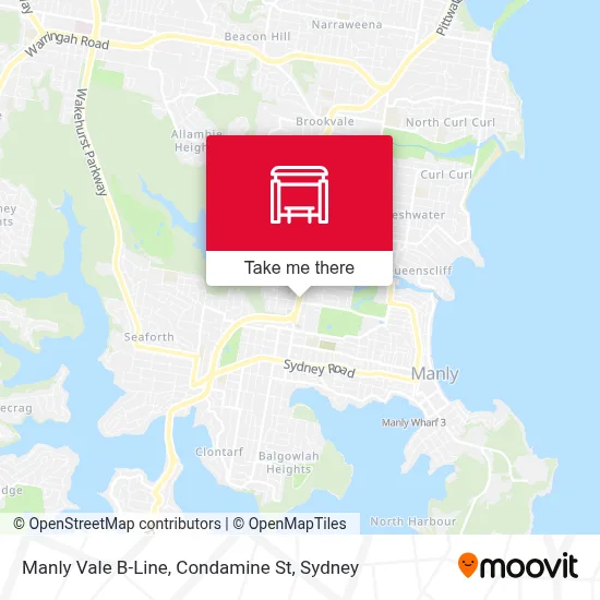 Mapa Manly Vale B-Line, Condamine St