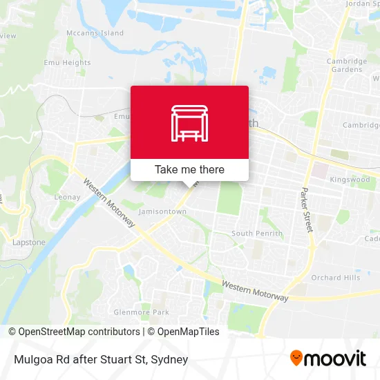 Mulgoa Rd after Stuart St map