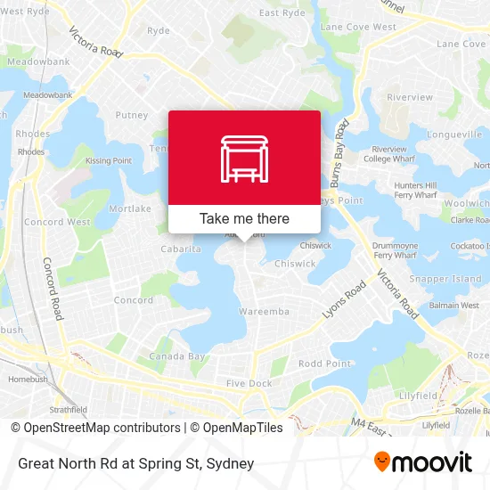 Mapa Great North Rd at Spring St