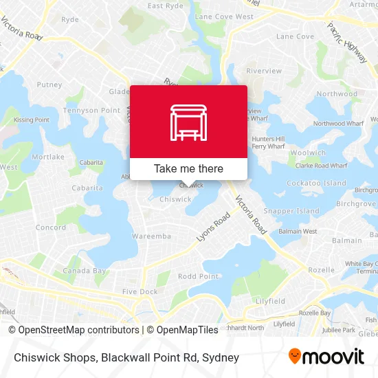 Mapa Chiswick Shops, Blackwall Point Rd