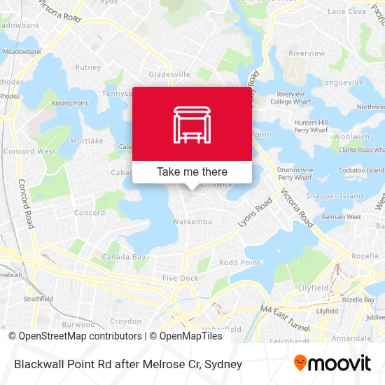 Mapa Blackwall Point Rd after Melrose Cr