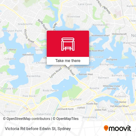 Victoria Rd before Edwin St map