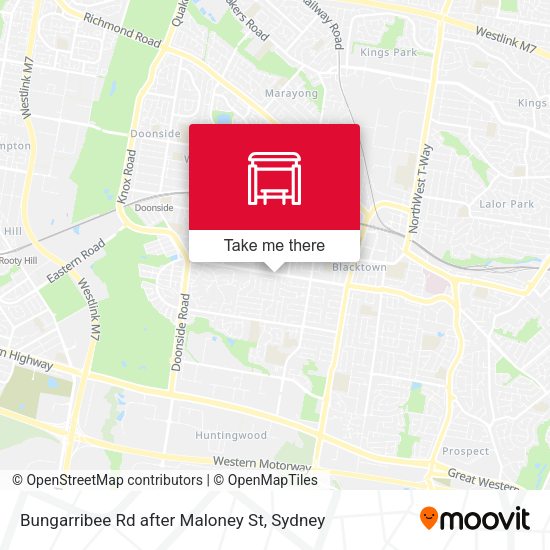Bungarribee Rd after Maloney St map