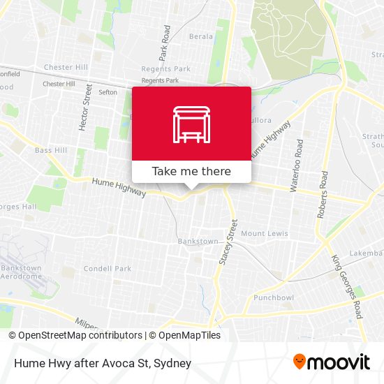 Hume Hwy after Avoca St map