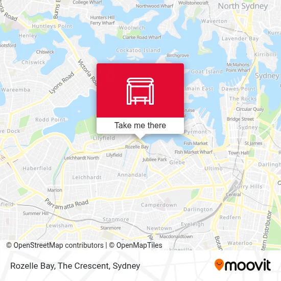 Mapa Rozelle Bay, The Crescent