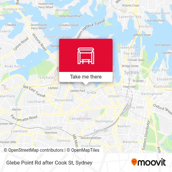 Mapa Glebe Point Rd after Cook St