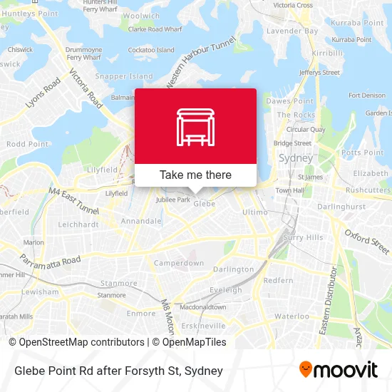 Mapa Glebe Point Rd after Forsyth St