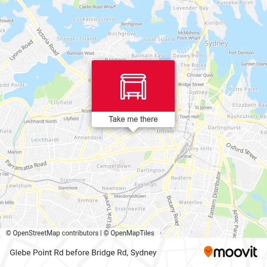 Mapa Glebe Point Rd before Bridge Rd