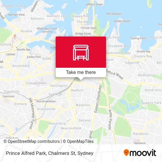 Mapa Prince Alfred Park, Chalmers St