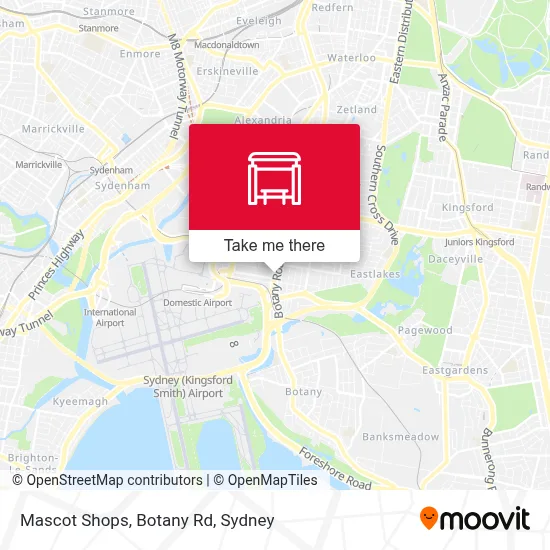 Mapa Mascot Shops, Botany Rd