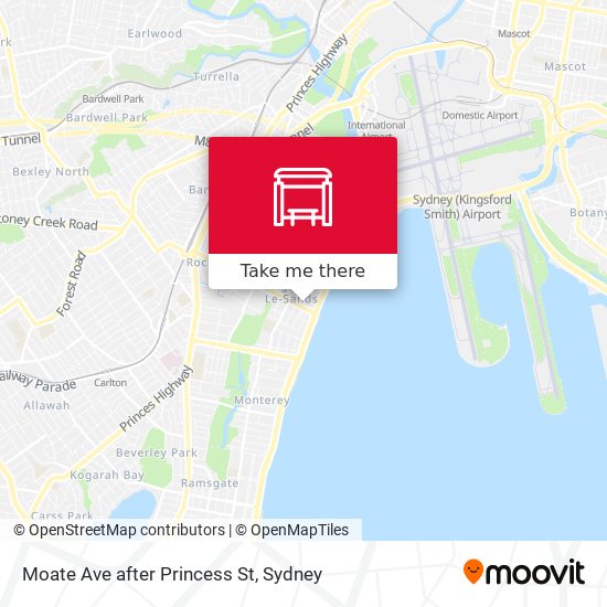 Moate Ave after Princess St map