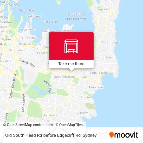 Old South Head Rd before Edgecliff Rd map