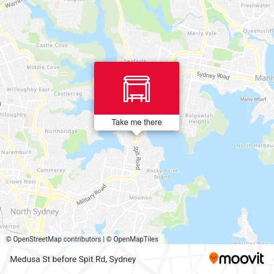 Medusa St before Spit Rd map