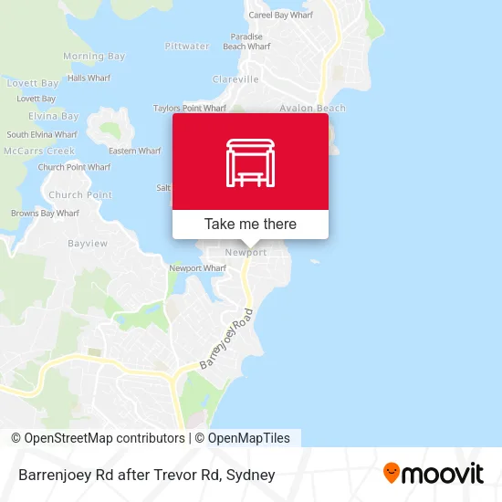 Barrenjoey Rd after Trevor Rd map
