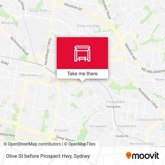 Mapa Olive St before Prospect Hwy