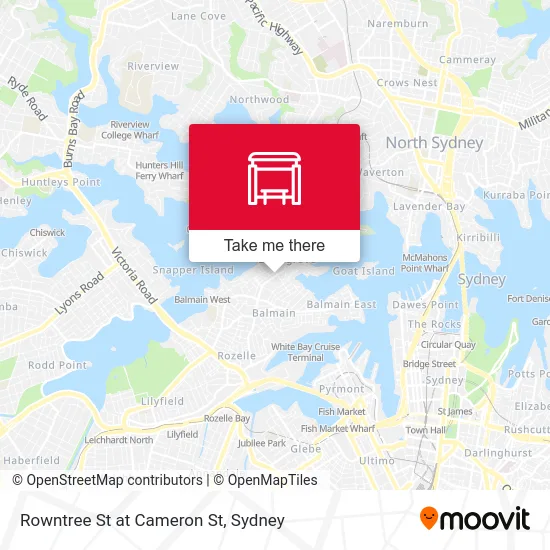 Mapa Rowntree St at Cameron St