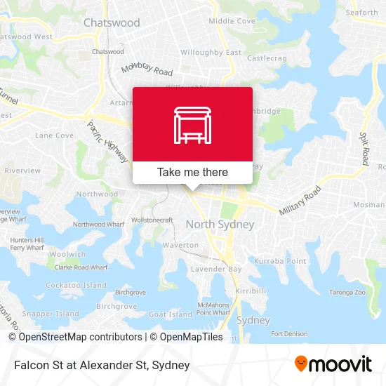 Mapa Falcon St at Alexander St