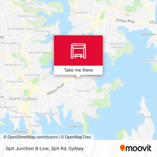 Spit Junction B-Line, Spit Rd map