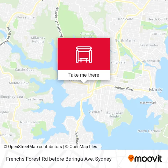 Frenchs Forest Rd before Baringa Ave map