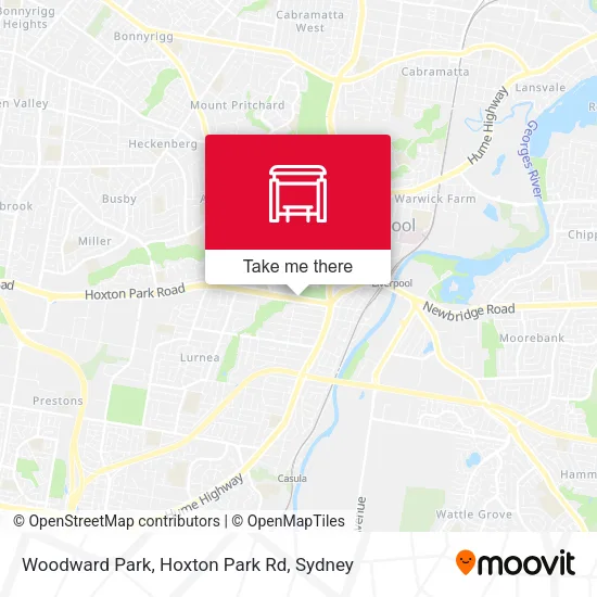 Mapa Woodward Park, Hoxton Park Rd