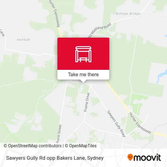 Sawyers Gully Rd opp Bakers Lane map