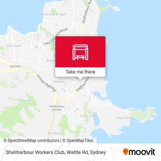 Mapa Shellharbour Workers Club, Wattle Rd
