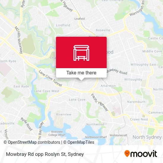 Mowbray Rd opp Roslyn St map