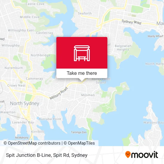 Spit Junction B-Line, Spit Rd map
