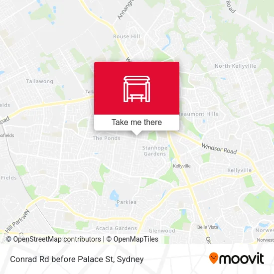 Conrad Rd before Palace St map