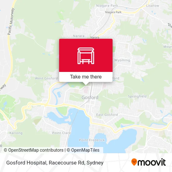 Gosford Hospital, Racecourse Rd map
