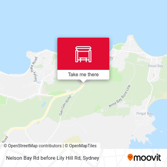 Nelson Bay Rd before Lily Hill Rd map